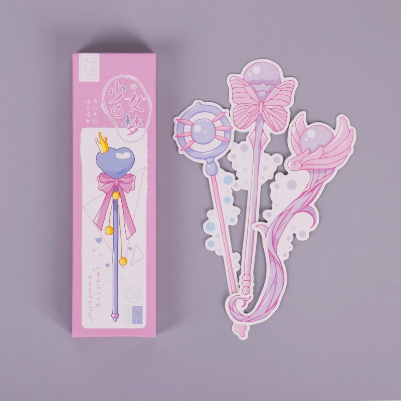 30 Pcs/box Girl magic wand paper bookmark stationery bookmarks book holder message card school supplies papelaria 30 Pcs/box Girl magic wand paper bookmark stationery bookmarks book holder message card school supplies papelaria