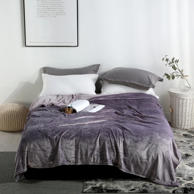 Meat Pink Thick Solid Color Soft Bedding Sherpa Blanket For Kids Adults