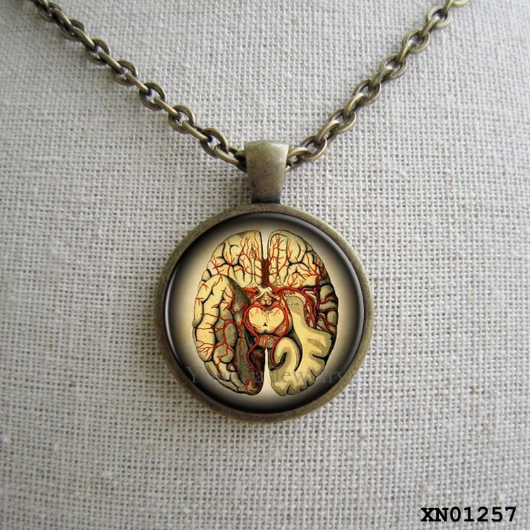 Steampunk Vintage anatomical brain pendant  neckla...