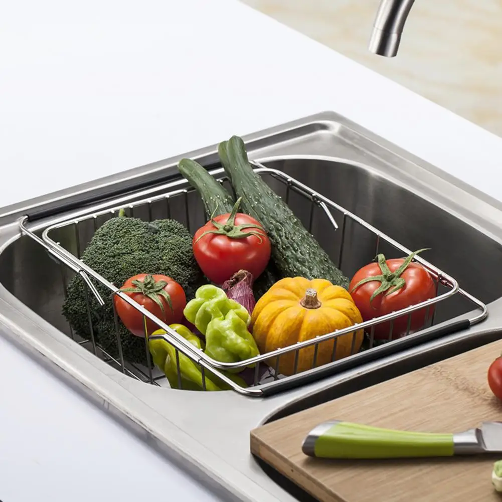 Stainless Steel Adjustable Over The Sink Micro Perforated Water Over The Sink Colander Stainless Steel