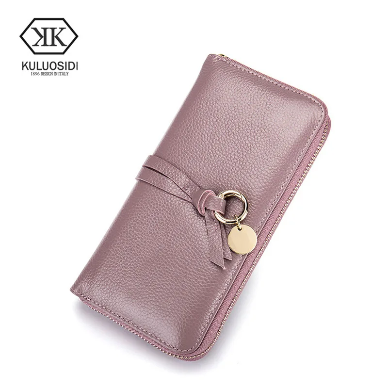 

KULUOSIDI 2017 Fashion Women Wallets High Quality Genuine Leather Money Bag Long Design Clutch Cowhide Wallet Women Female Purse