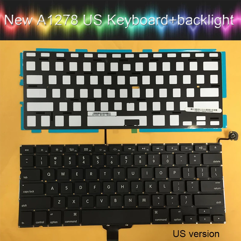 Новая клавиатура US с подсветкой A1278 для macbook pro Unibody 13 ''A1278 раскладка