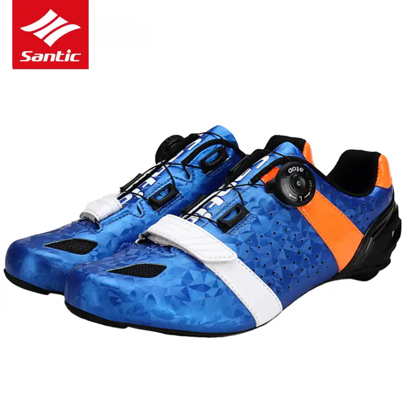 blue road cycling shoes