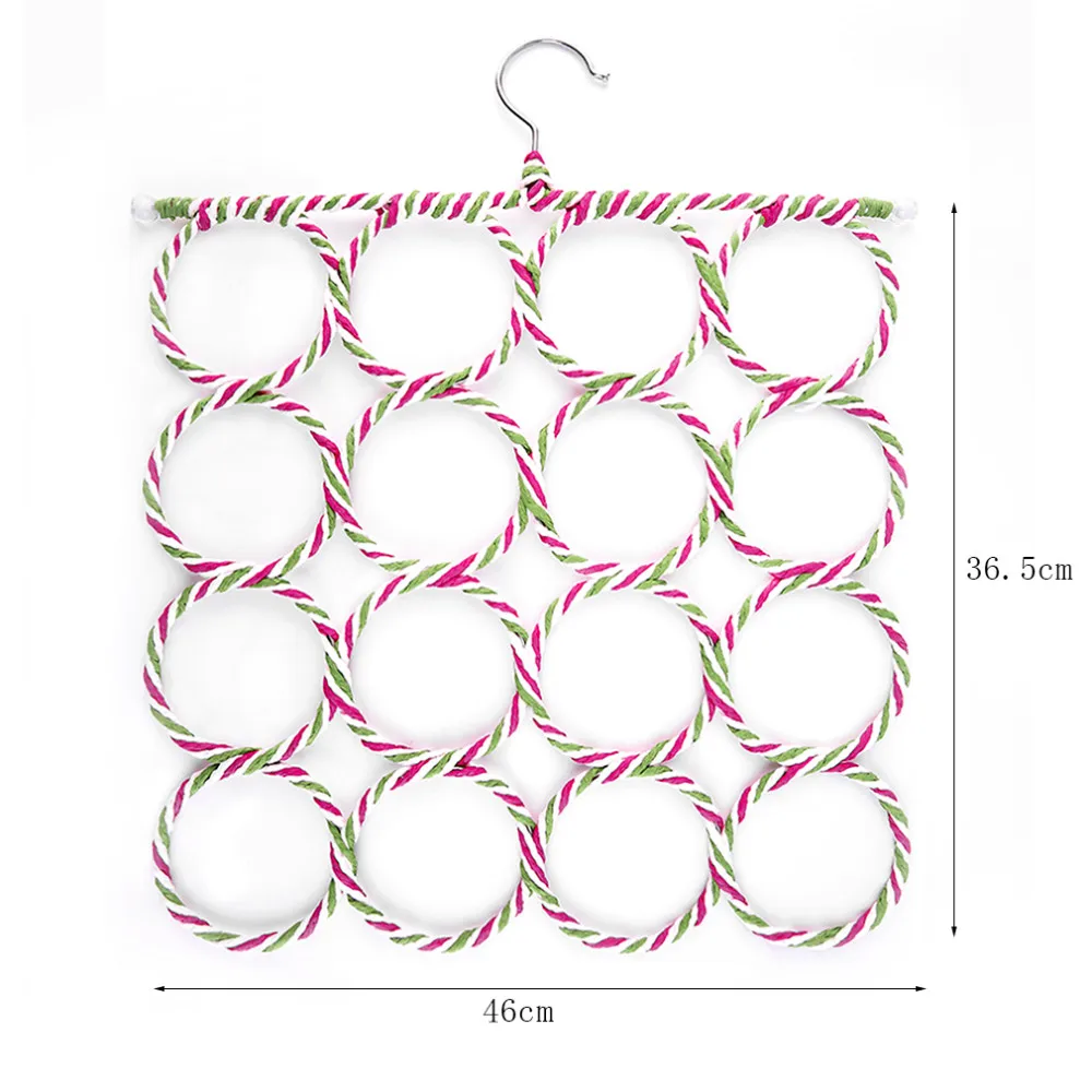 Многофункциональный шарф, шаль, шарф, пояс, вешалка, держатель, органайзер, для хранения, 16 колец, веревка, слоты, вешалки