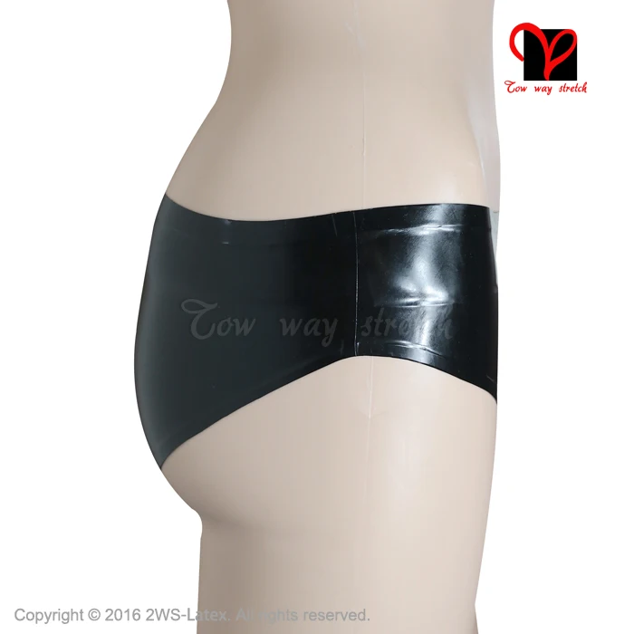 Low cut Sexy Latex Underwears penis Hole shaft ring Rubber panty pants Open briefs shorts black thongs underpants KZ-022