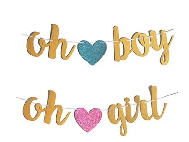 large gold glitter oh baby boy girl banner for baby shower party