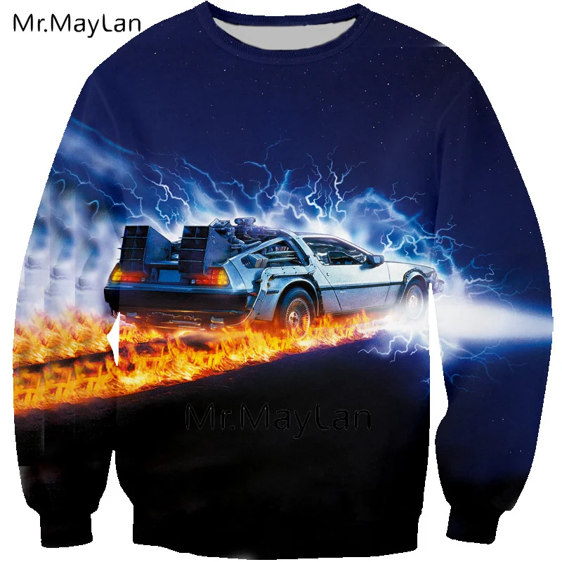 

Movie Back To THe Future 3D Print Time Machine Sweatshirts Men/women Hip Hop Pullovers Hoodie Boys Streetwear Blue Clothes 5XL