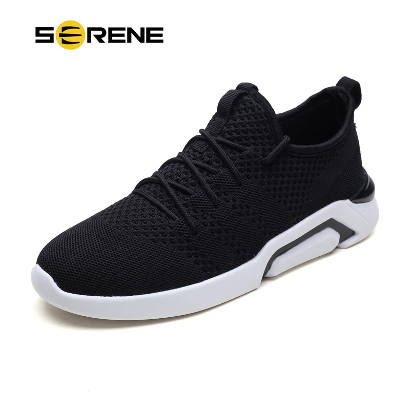 

SERENE Brand Fashion Shoes Men Casual 2018 Man Sneakers High Top Summer Breathable Fabric Mesh Black White Lace Up Male Footwear