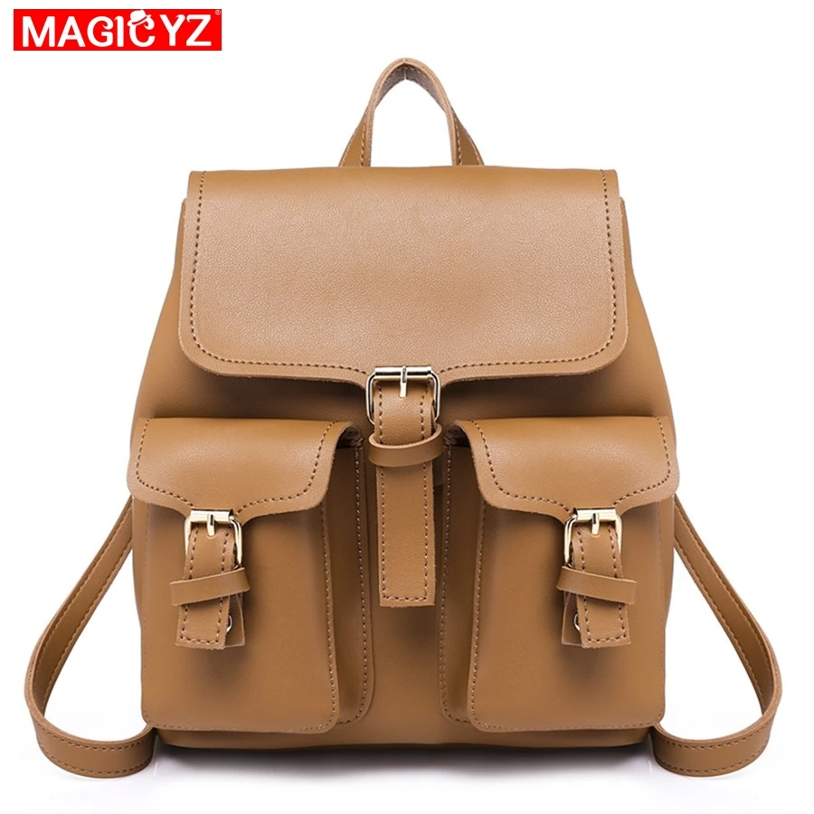

MAGICYZ Pu Leather Women Backpack Fashion Waterproof School Bags For Teenager Girls Large Capacity Pink Women Backpacks