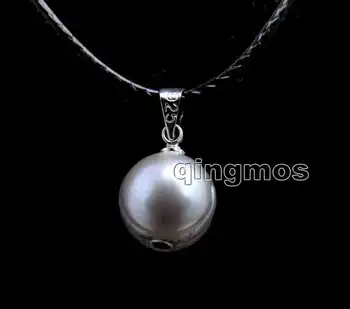 

Big 10-11mm Potato Gray Natural Freshwater Pearl Pendant & Free 17-18" cord necklace-nec6355