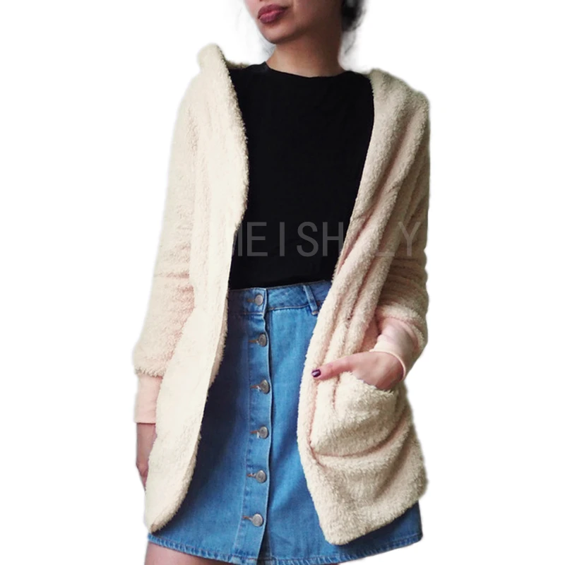 astounding  New Fashion Spring Faux Fur Warm winter coats on both sides Jacket Women Open Stitch Hooded Coat Fe
