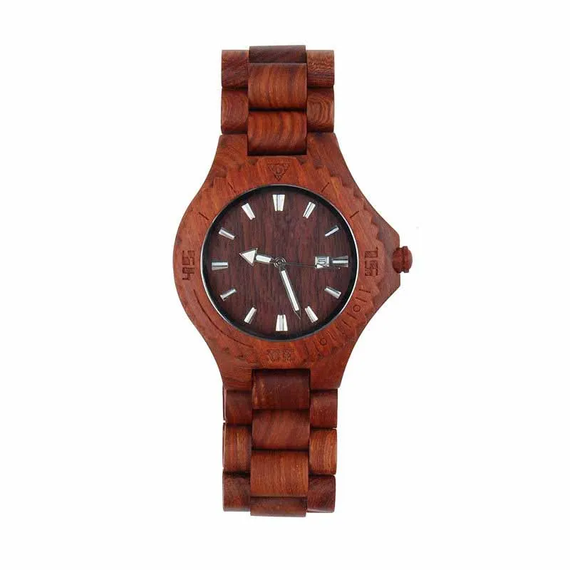 

Luxury Brand Wood Watch Men Analog Quartz Movement Date Waterproof Red sandalwood Wooden Watches Male Wristwatches relogio