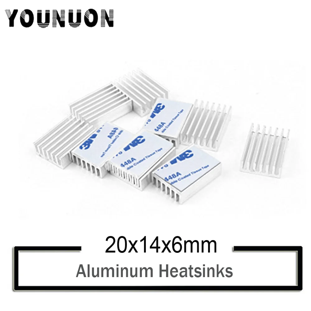 

1000Pcs YOUNUON 20x14x6mm Radiator Heatsink Cooler Cooling Fin Aluminum Heat Sink for Chip, LED, Power IC Transistor Module PBC