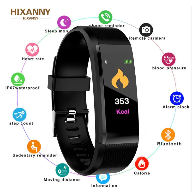 

Smart Bracelet Heart Rate Monitor Blood Pressure Monitor Colorful Screen Vibrating Alarm Clock pk fitbits miband 3 Wristband Men