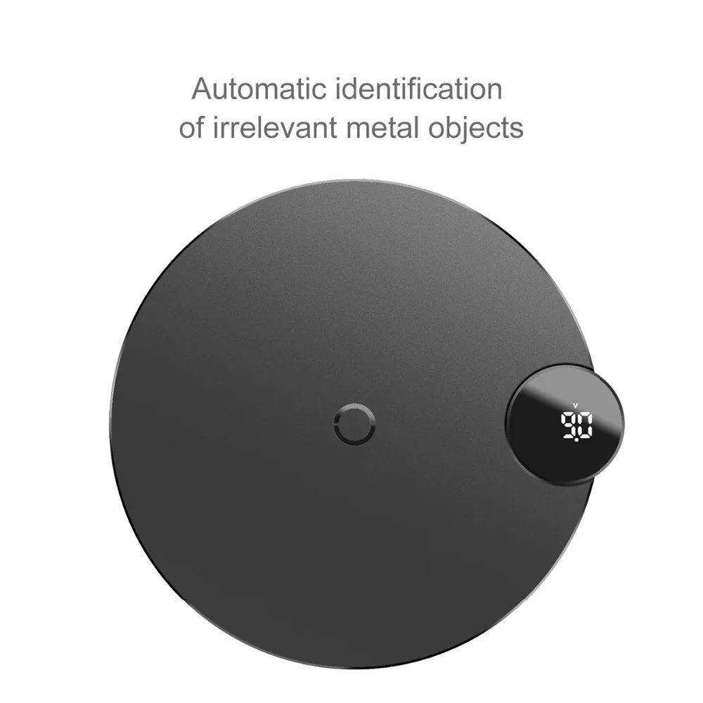 Беспроводное зарядное устройство Baseus с ЖК-дисплеем и цифровым дисплеем для iPhone XS Max XR X 8 Qi, беспроводная зарядная подставка для samsung Galaxy S8 S9+ Note 9
