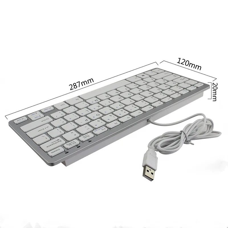Проводная ультратонкая Бесшумная клавиатура CHYI с 78 клавишами и USB 2 0 для ПК