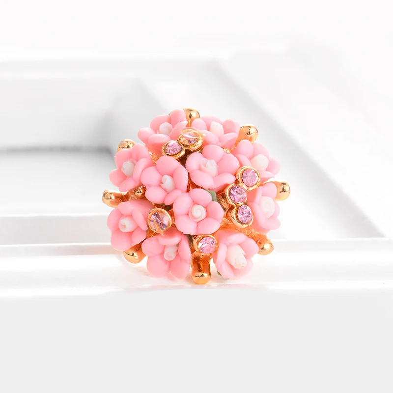 H: HYDE модные свадебные Кольца Ювелирные Изделия Bague Femme розовый цветок Кольца для женщин Летний стиль 7 цветов керамический цветок Anillos Mujer