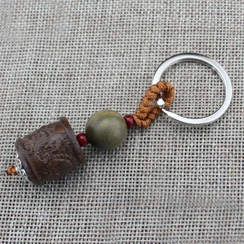 

12pcs DIY Party Favors Beaded gift Retro creative wooden key pendant Green Sandalwood red sandalwood ebony chicken wings golden