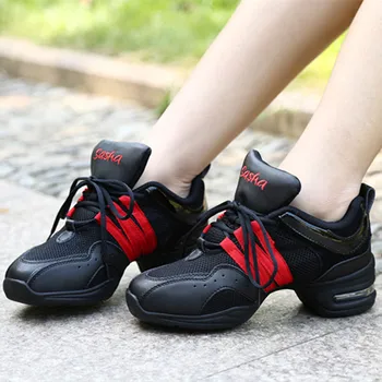 

Black Red Air Cushion Mesh Dancing Sneakers Jazz Dance Shoes DS14-203 Zapatos De Baile Latino Mujer Free Shipping
