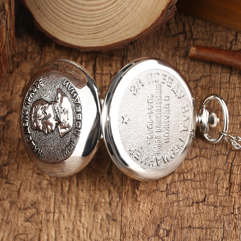 Luxury Silver Portrait of Stalin of Russia's Leader Quartz Pocket Watch with Chain Necklace Pendant Fob Clock For Men Women Gift 2019 2020 2021 2022 (8)
