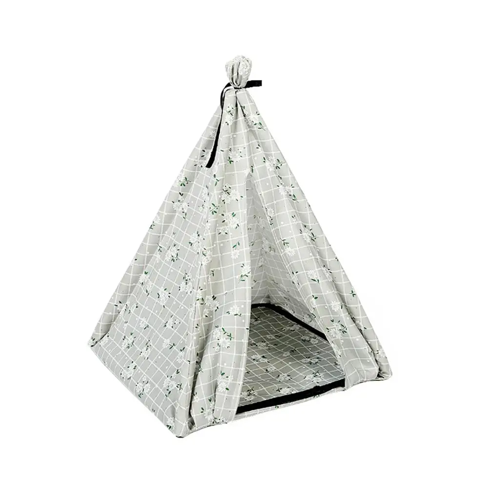 

Pet Wigwam Teepee Mini Tent for Dogs Hutch Bed Pet Teepee Tent House with Floor Puppy beds Portable Indoor With Stand Trestle