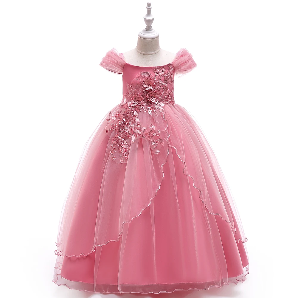 JaneyGao/Платья с цветочным узором для девочек для свадебной вечеринки, одежда с рукавами, длина до пола, тюлевые платья для девочек-подростков