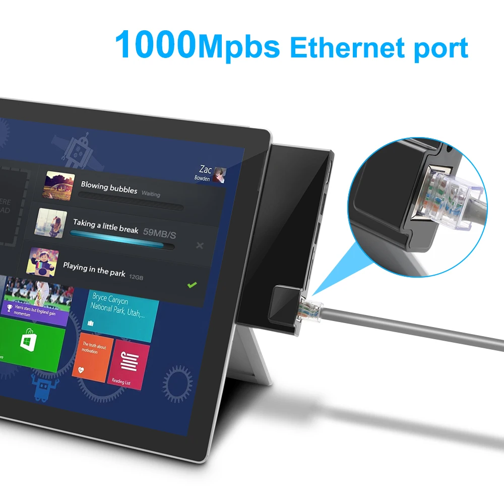 Rocketek USB 3,0 кардридер 4K HDMI 1000 Мбит/с гигабитный Ethernet адаптер для SD/TF micro SD microsoft Surface Pro 3/4/5/6