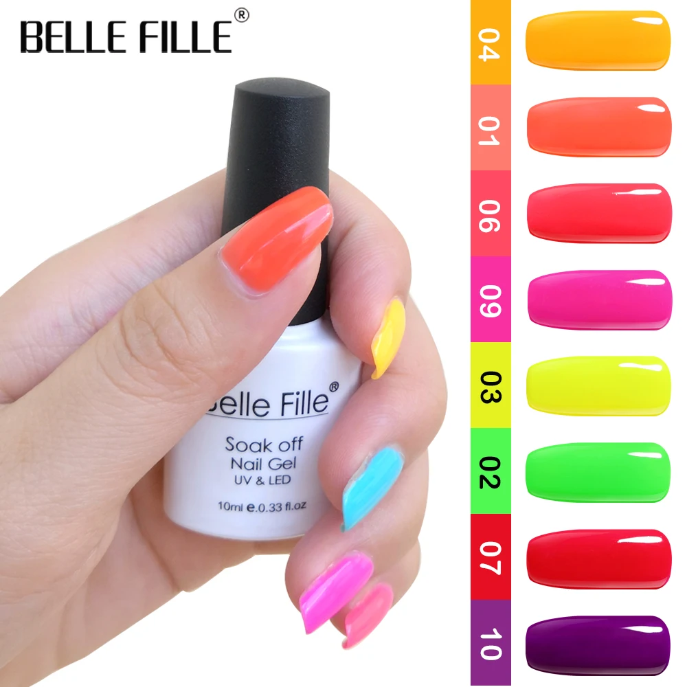 

BELLE FILLE 10ml Neon Color Series 3PCS/Lot UV Gel Nail Polish Soak Off Gel Polish Gellak Nails Varnish Vernis Semi Permanent
