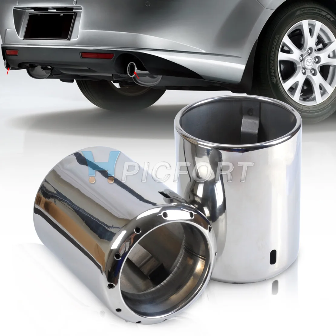 

DWCX 2pcs STAINLESS STEEL EXHAUST TAIL REAR MUFFLER TIP PIPE For 2009 2010-2012 2013 2014 Mazda 6 ATENZA 2013 2014 Mazda CX-5