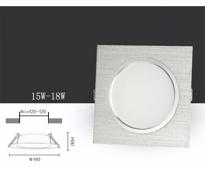 Высокая мощность квадратный светодиодный потолочный светильник 5 Вт 7 Вт 9 Вт 12 Вт 15 Вт 18 Вт 20 Вт 25 Вт светодиодный встраиваемый светильник со светодиодным приводом