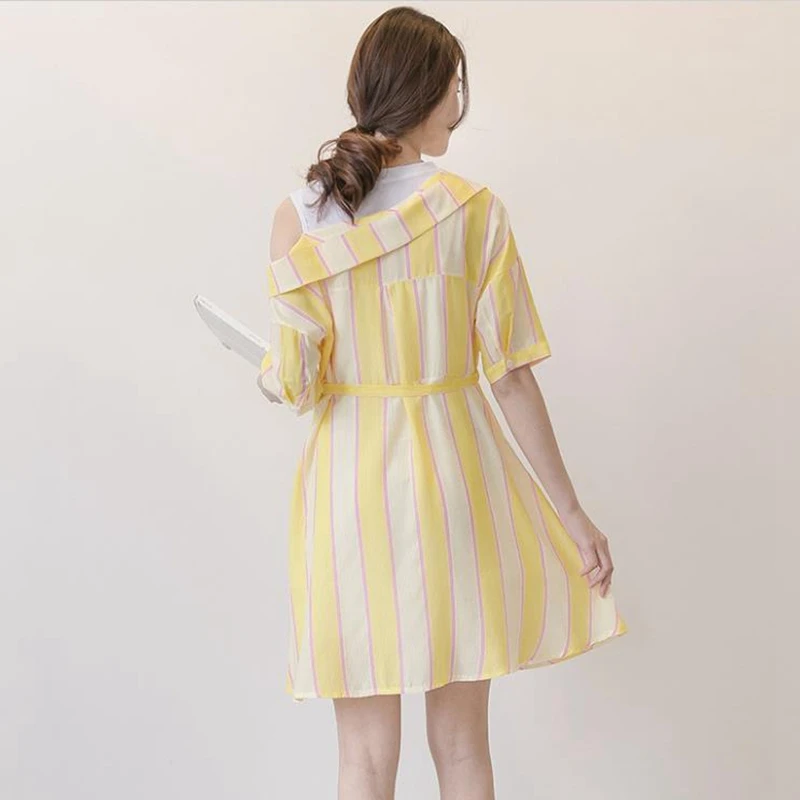 Fashion strapless dress for pregnant women striped summer loose pregnant dress vestido embarazada elegant maternity dresses