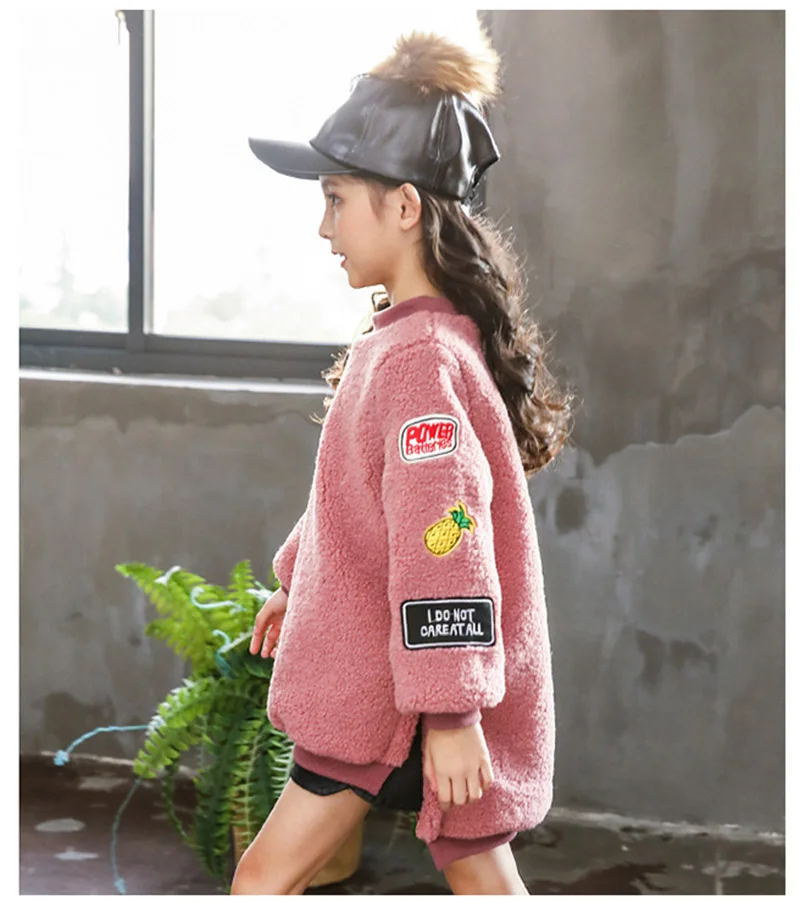 Winter warm thick cashmere sweater for girls jackets round neck jackets for girls coat children clothes (3)