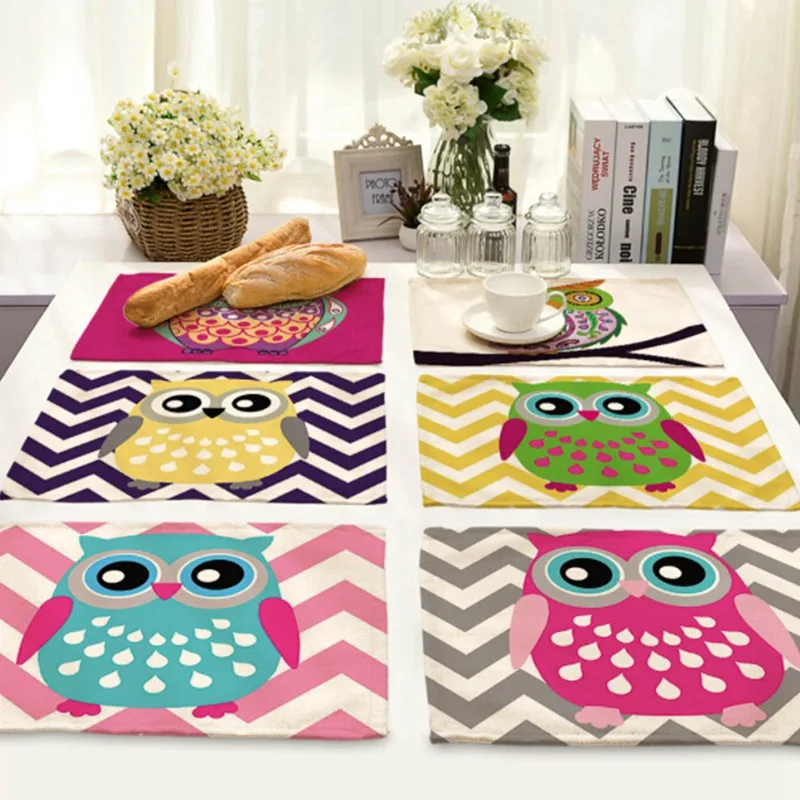 

Lovely Owl Placemat Dining Table Mats Set De Table Bowl Pad Napkin Dining Table Tray Mat Coasters Kids Table Set