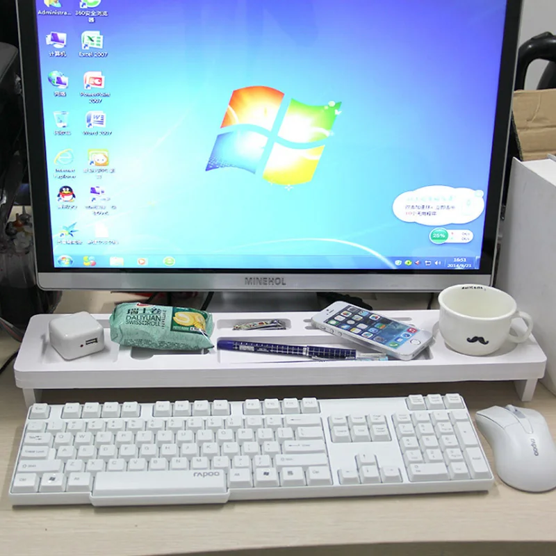 White Keyboard holder organizer Office Desktop Organizer
