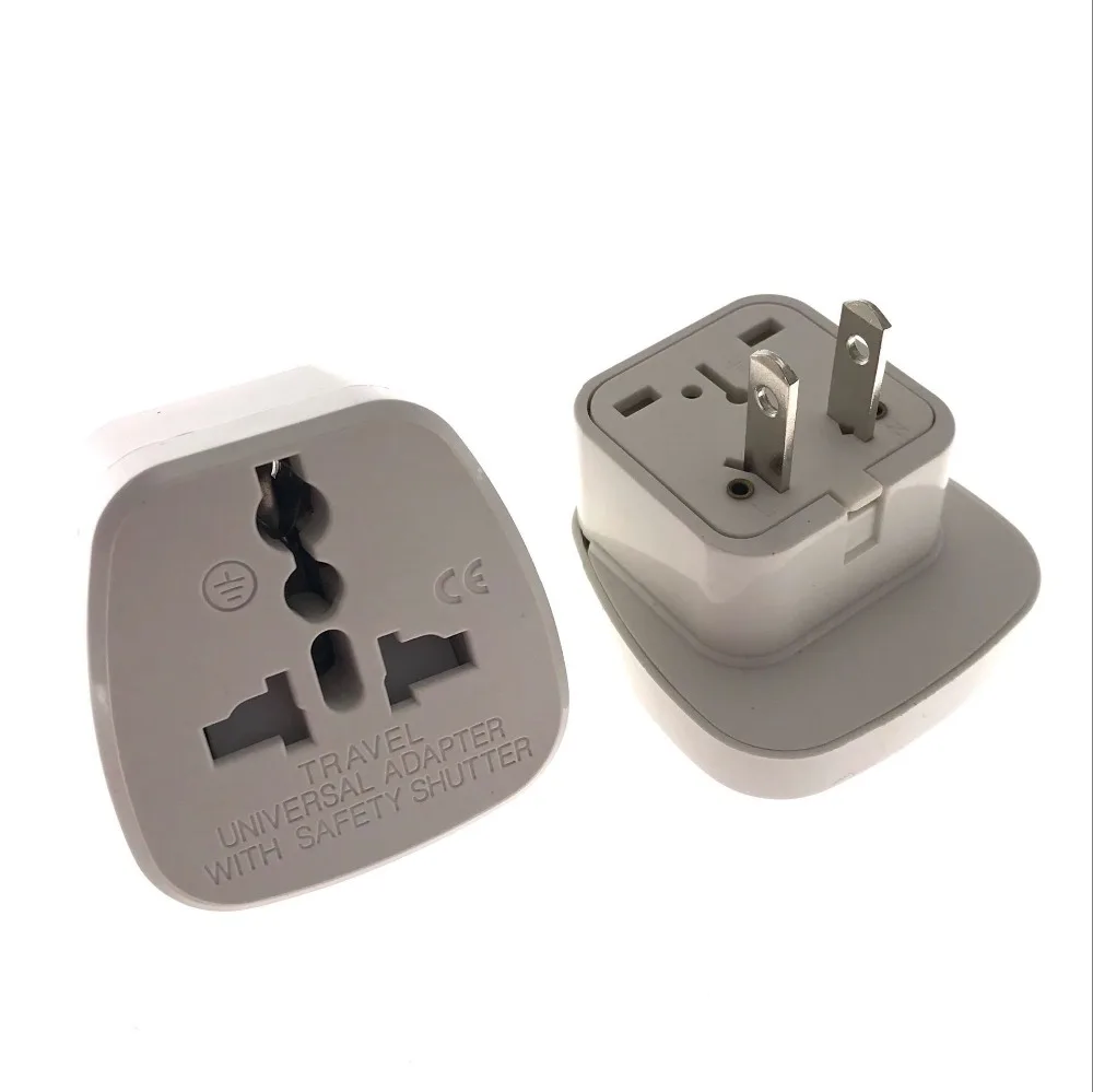 White Universal EU UK AU to US USA Canada AC Travel Power Plug Adapter Converter drop shipping
