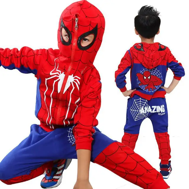 2018 kids 3 pcs/sets Autumn spring Baby boys' novelty spiderman hooded