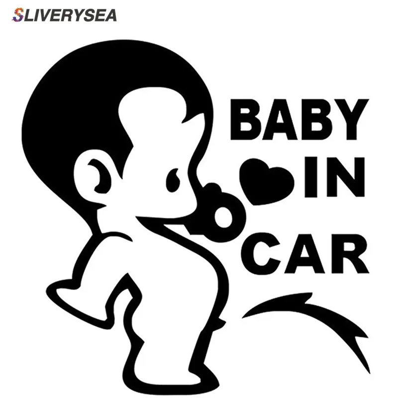 

SLIVERYSEA BABY IN CAR Cute Fun Loving Child's Personality Car Stickers Motorcycle Decals Car Styling Black/White