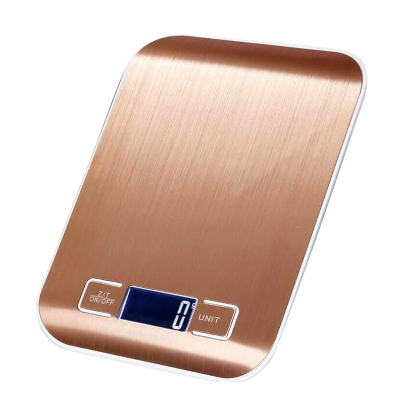 

5kg/1g or 10kg/1g Backlight Digital Kitchen Scale Stainless Steel Platform Weighting Balance Food Scale Rose Gold Silver