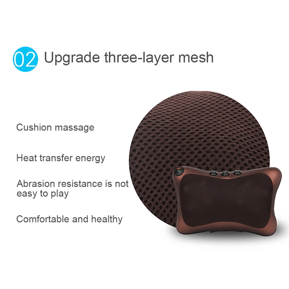 Neck Massager Car Home Cervical Shiatsu Massage Neck Back Waist Body Electric Multifunctional Massage Pillow Cushion
