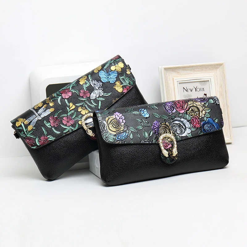 

2018 Antique Elegant Genuine Leather Full-Grain Leather Lady Day Clutches Long Shape Purse