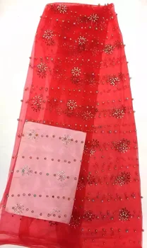 

2017 new african 3d flower pattern beads lace fabric material lovely flower french tulle lace fabric for woman party R6672