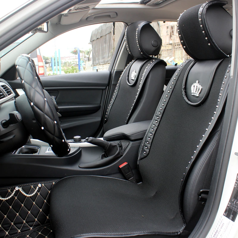 Ladycrystal Breathable Car Seat Cover Diamond Crown Punk Style Auto Styling Covers Interior Decoration Accessories In Automobiles From