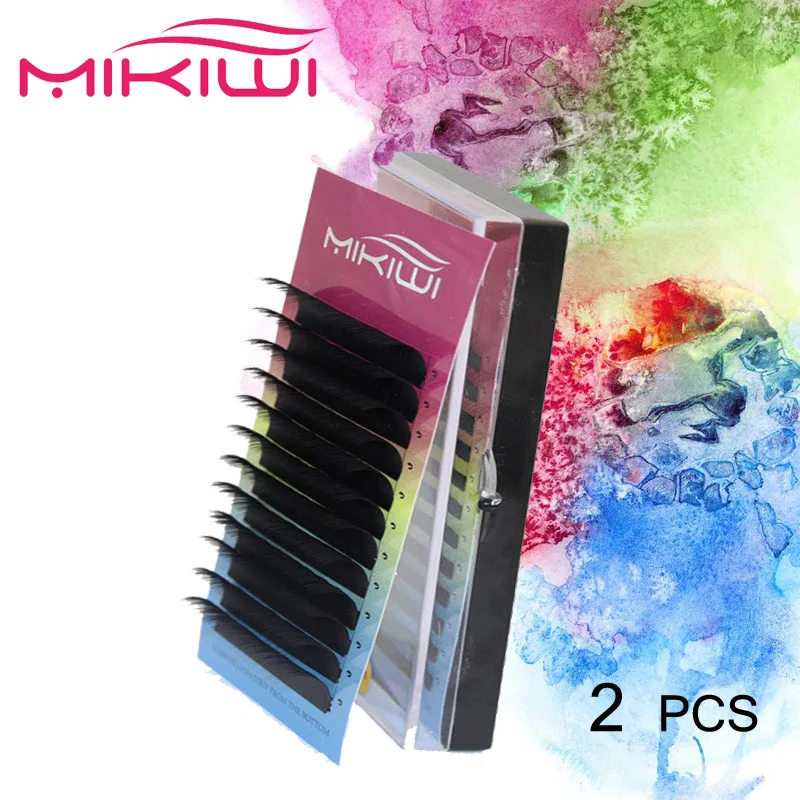 

Mikiwi 2pcs individual mink eyelash extension 0.15mm Dcurl mix length one set eyelash extensions for salon