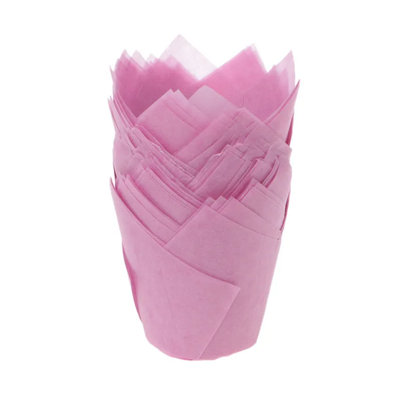 50pcs//lot Solid Wrapper Liners Cup Muffin Tulip Case Cake Paper Baking Cupcake