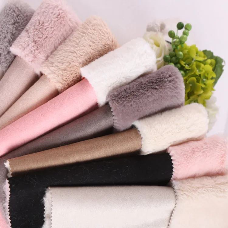 

Suede composite rabbit fur fabric faux fur fabrics 950grams per square