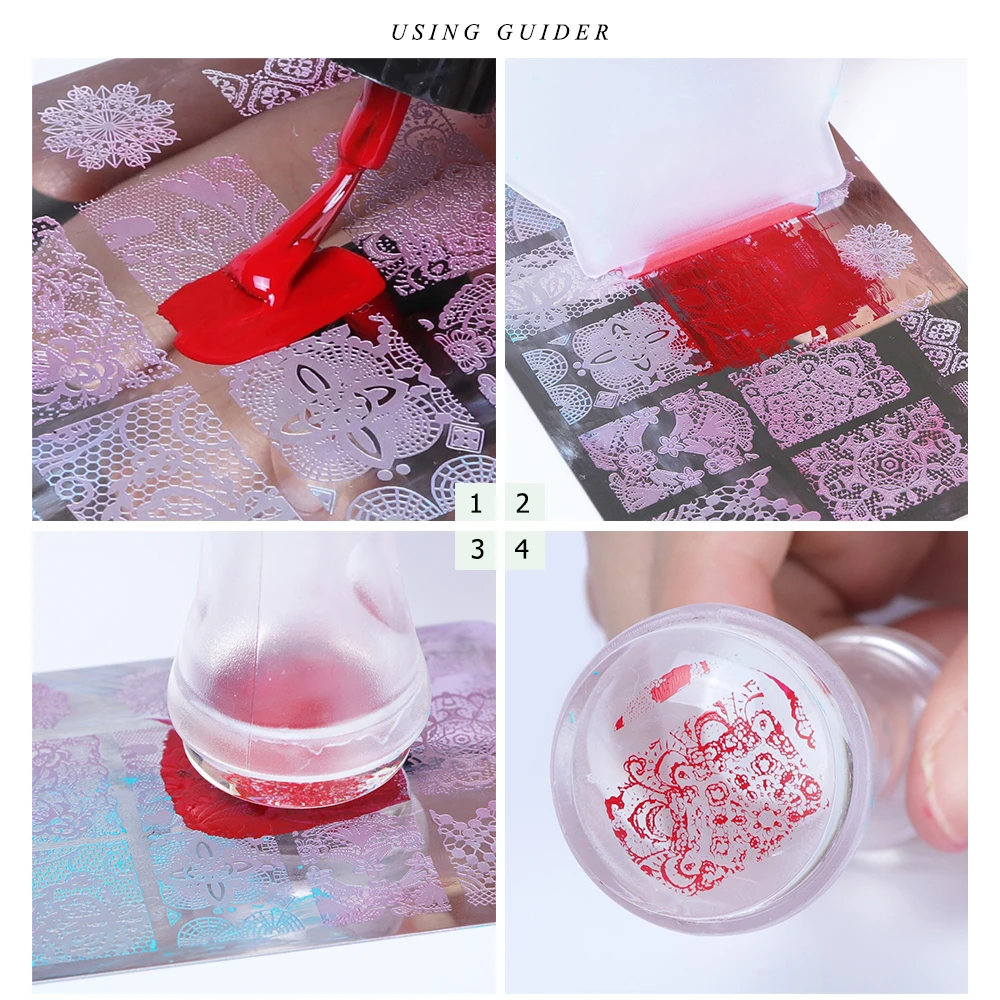 Цветок 3D лак для ногтей штамповки ногтей пластины штамп скребок с крышкой штамповки шаблон ногтей маникюр штамп для украшения ногтей трафарет