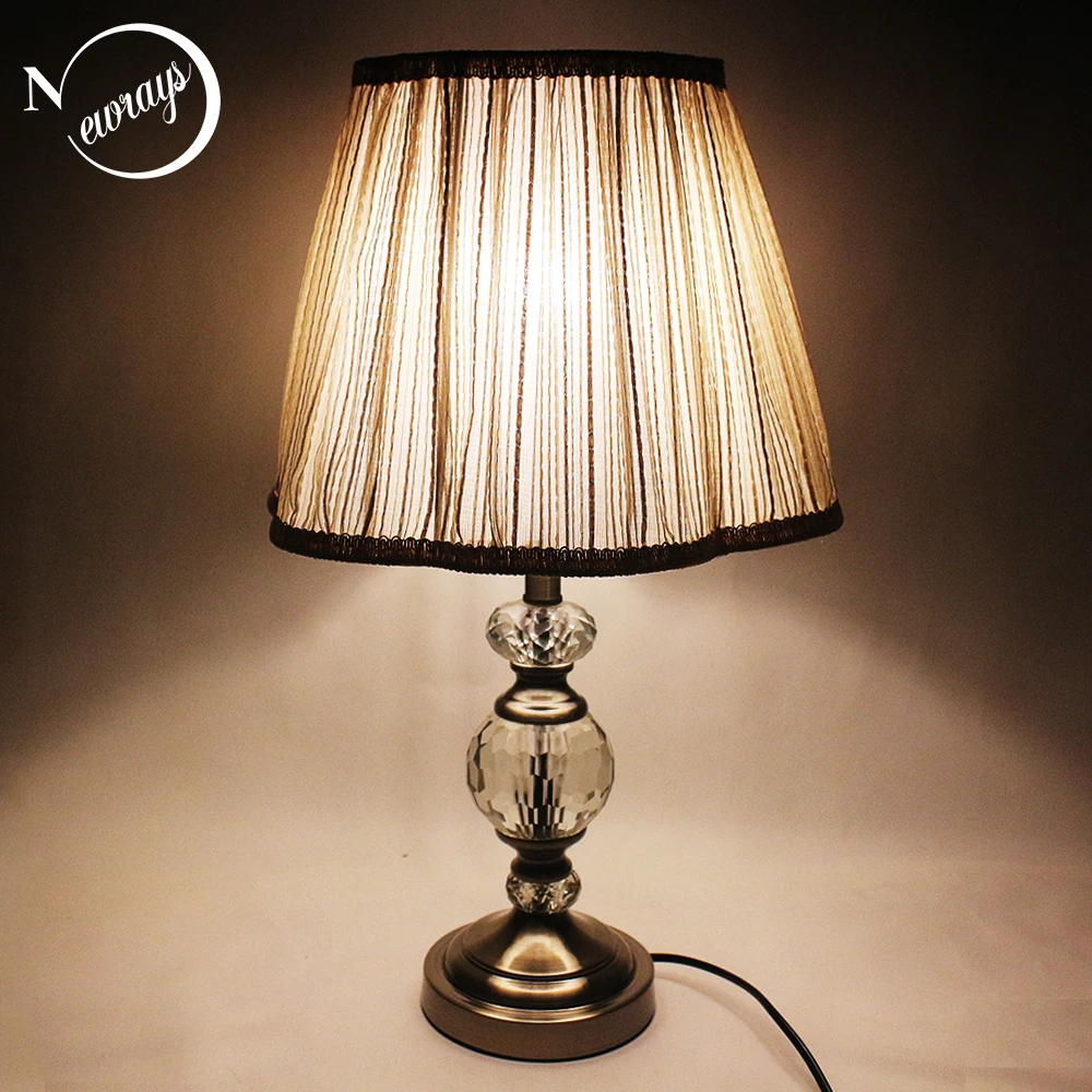 Modern novelty fabric crystal desk light vintage E27 LED 220V bright