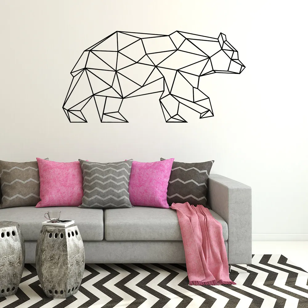 Geometric pattern polar bear vinyl wall decal home decor living room