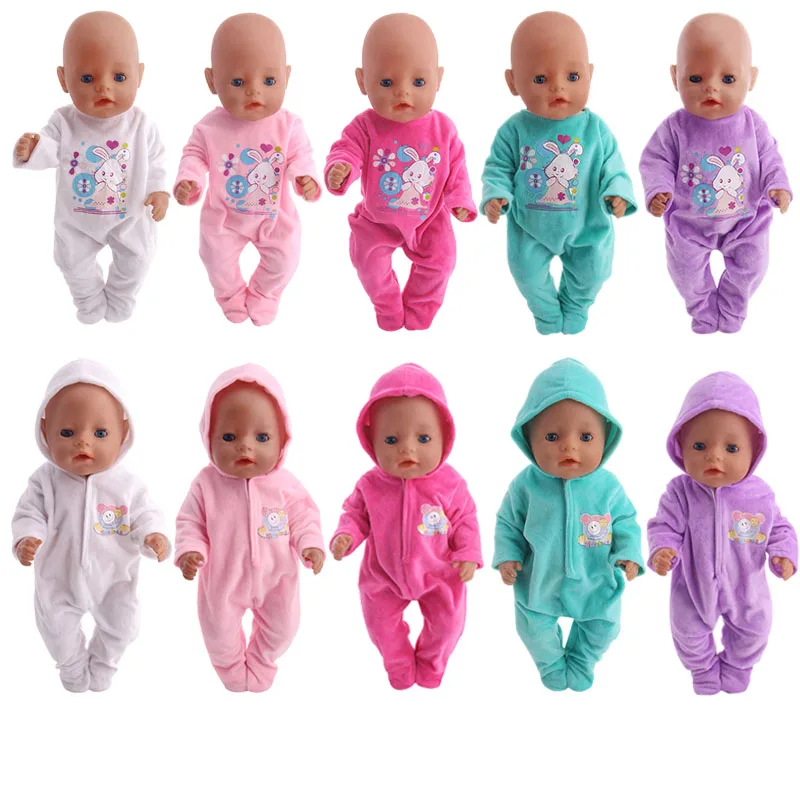 5 couleurs mignon lapin motif pyjamas chemise de nuit pour 18 pouces fille poupée & 43 cm né bébé poupée vêtements accessoires & notre génération