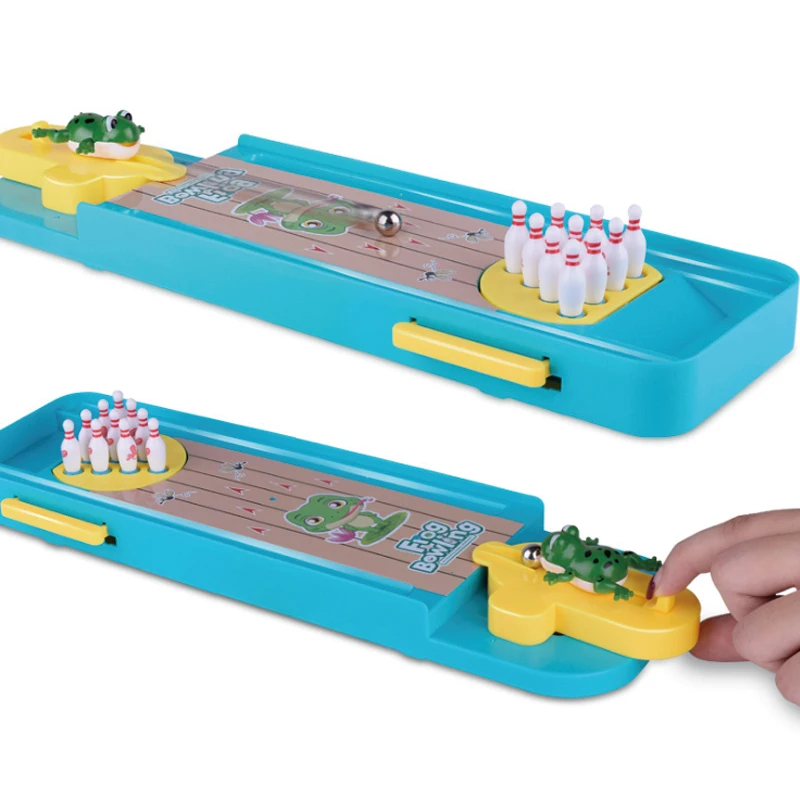 Creative Pretend Play Fun Frog Bowling Alley Interactive Toys for Children Adults Desk Game Marble Ball Launcher Toy Kids Gifts